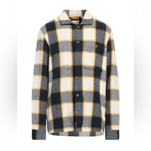Timberland Plaid Shirt Jacket in Black, White, and Yellow (L)